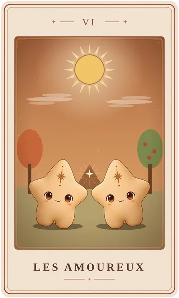 Les Amoureux, carte de tarot illustrée par Lame de Yule