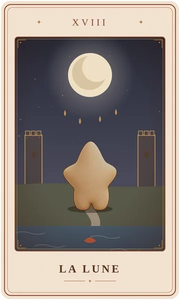 La Lune, carte de tarot illustrée par Lame de Yule